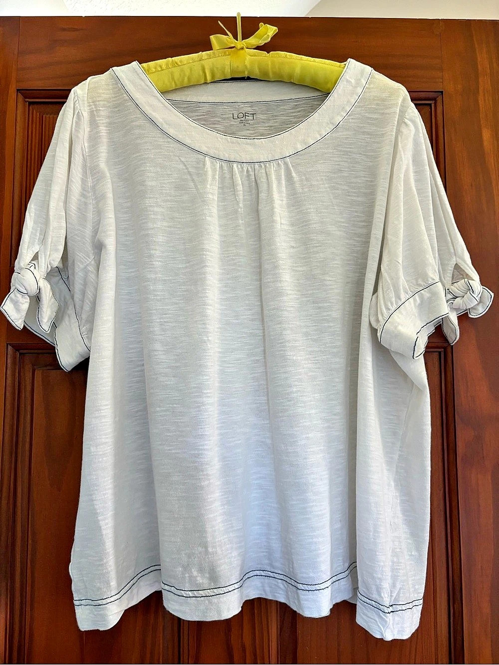 LOFT Outlet White Tie-Sleeve Knit Tunic Size XL